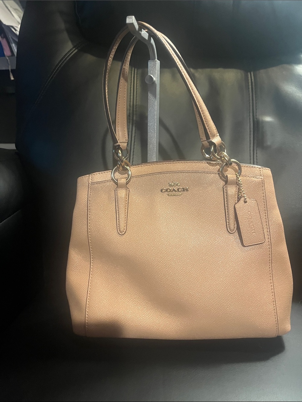 Coach Mini Christie Carryall Crossgrain Leather Shoulder Tote in Tan